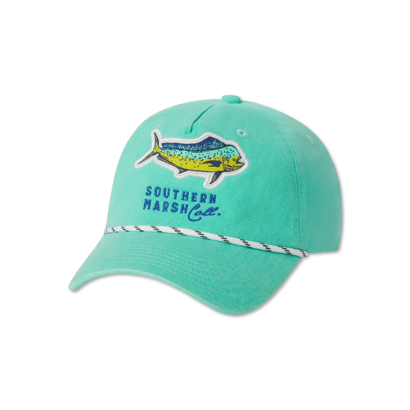 Waterproof cap for rainy day protection -Youth Ensenada Rope Hat - Mahi Mahi Patch