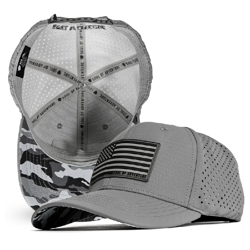 Team logo cap for loyal fan support -Performance Snapback | SOA Flag | Grey Mili Camo