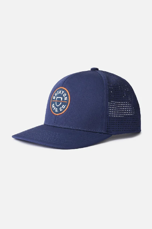 Graphic print cap for artistic expression -Crest Netplus Utility Snapback - Washed Navy