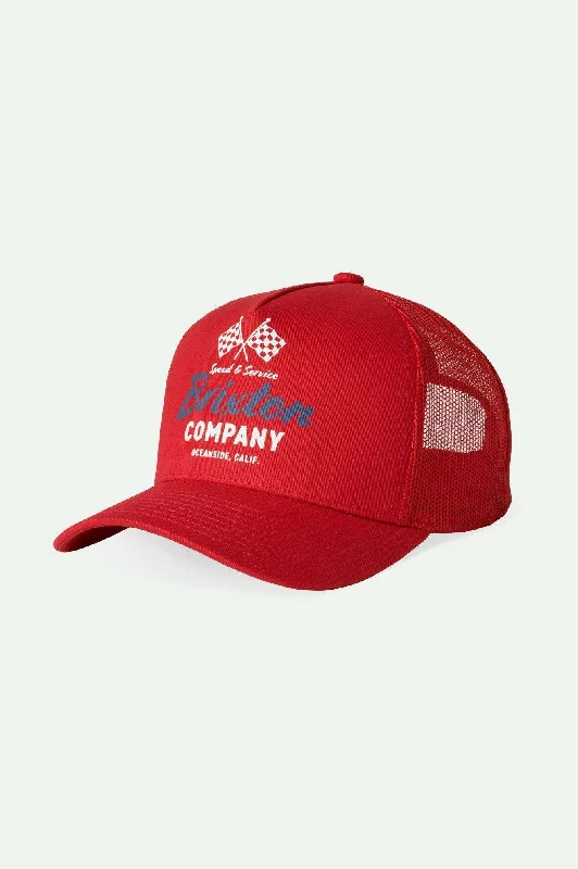 Cotton twill cap for durable daily use -Wayburn Medium Profile Mesh Cap - Casa Red