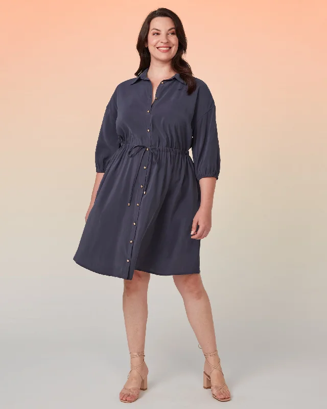 Plus size dresses with stretch panels move freely -Zale Shirt Dress