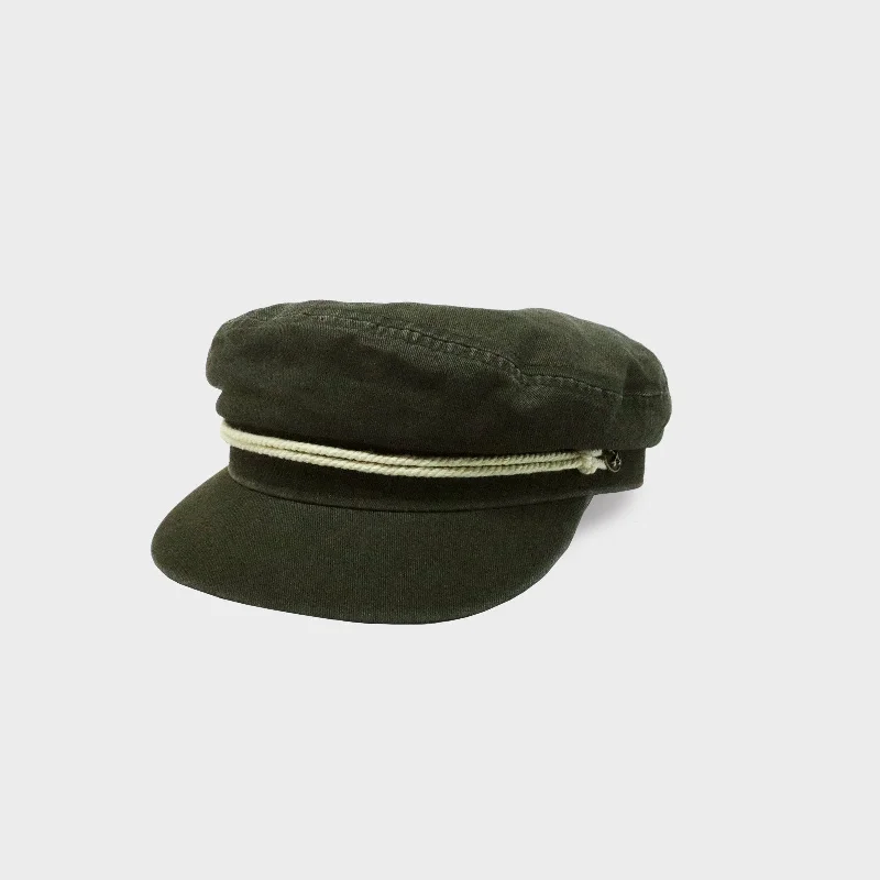 Warm wool cap for cold weather days -The Hinterland - Vintage Wash Green Captain Hat