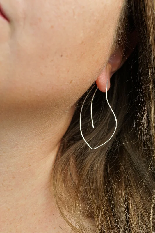 Triangular Drop Earrings for Edge -Chunky drop earrings for a fashionable statement -Flourish Threader Hoop Earrings in silver or gold-filled