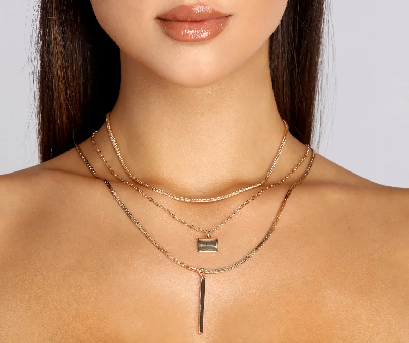 Beautiful necklaces and pendants with diamond halo settings for extra brilliance-Luxe Dainty Bar Necklace Set