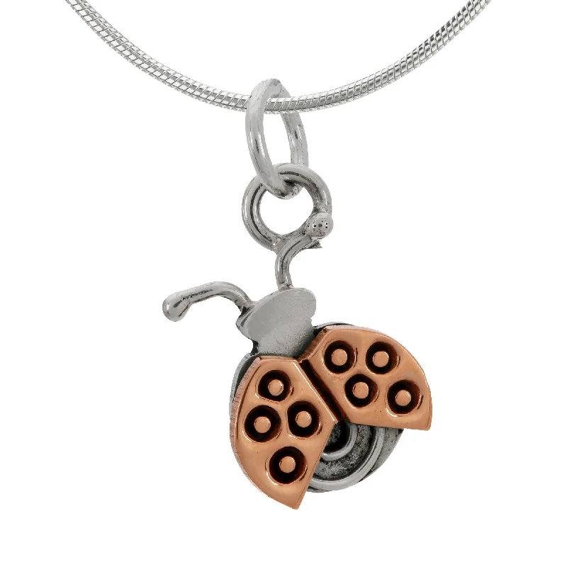 Simple necklaces and pendants with tiny charms for a delicate and casual vibe-Cute Ladybug Sterling & Copper Necklace