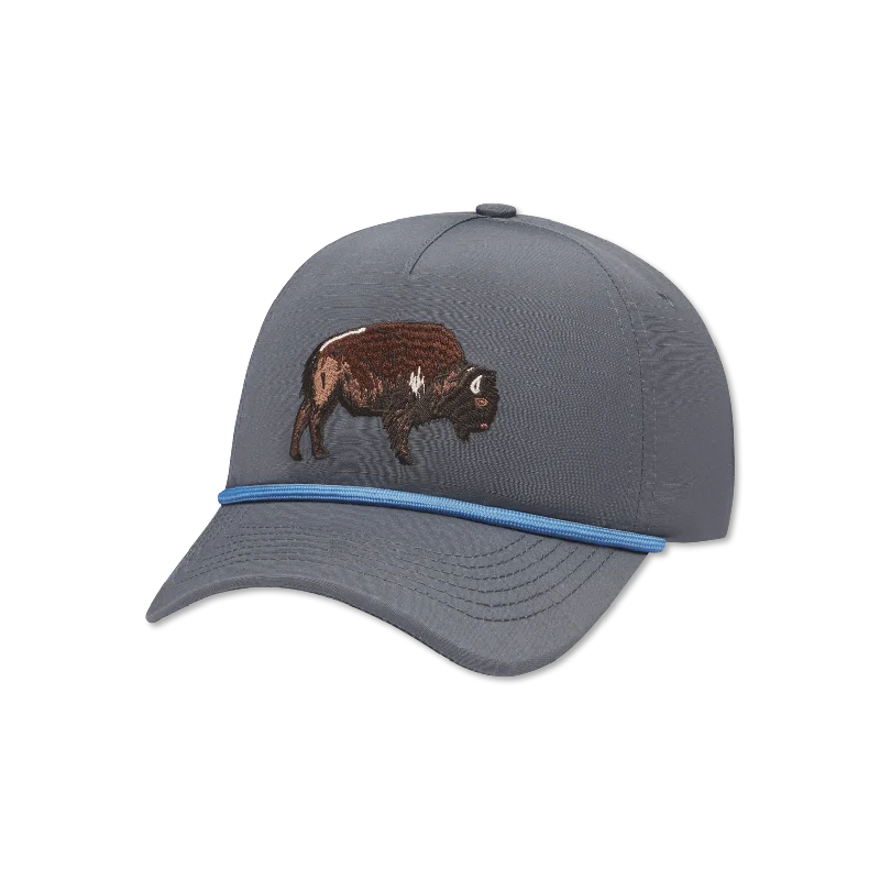 Black mesh cap for breathable summer wear -Ensenada Rope Hat - Wildlife - Buffalo