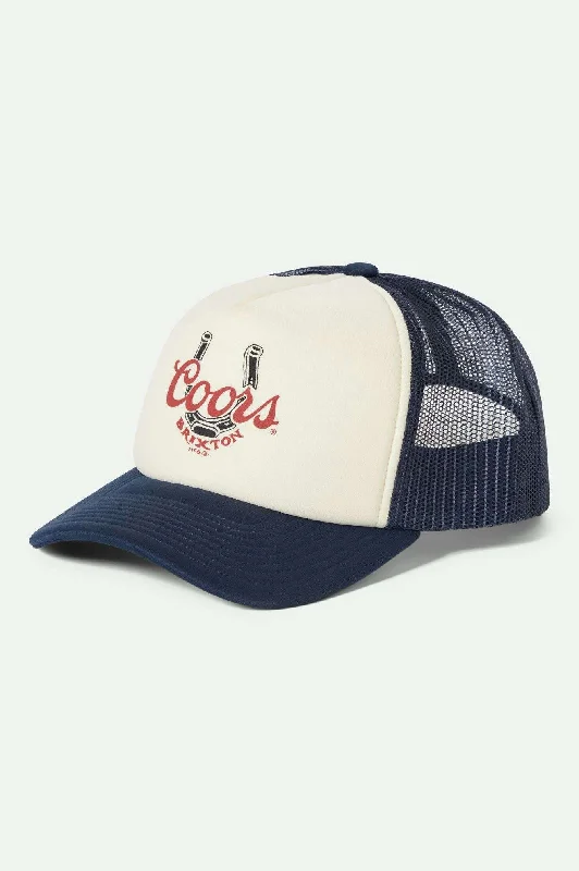 Sports cap with moisture-wicking fabric tech -Coors Luck Trucker Hat - Washed Navy/White/Washed Navy