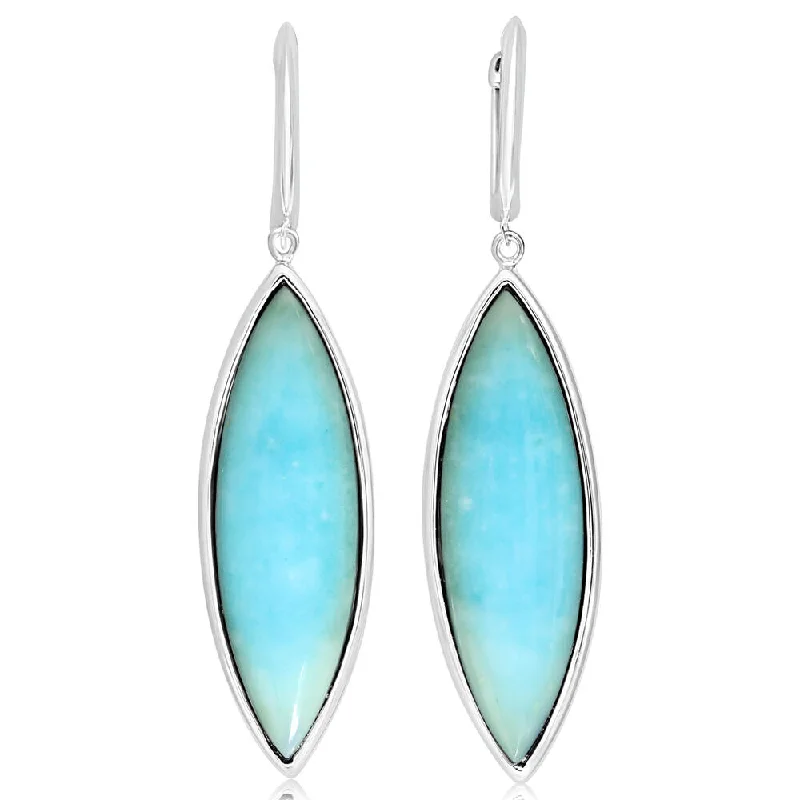 African Drop Earrings with Culture -Multi-layered drop earrings for a trendy style -Sterling Silver Cabachon Blue Chrysocolla Opal Earrings