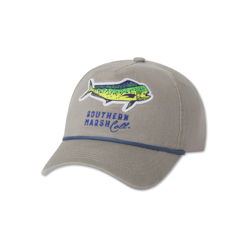 Lightweight cap for summer hiking trails -Ensenada Rope Hat - Mahi Mahi Patch