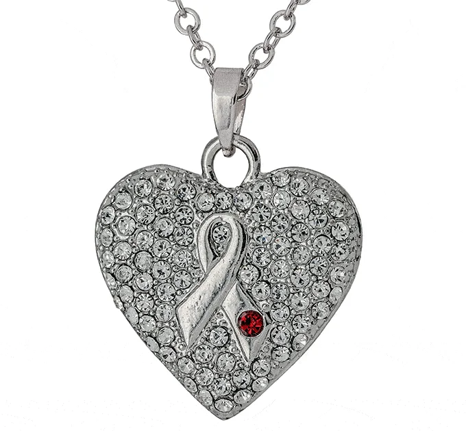 Best necklaces and pendants with seashell designs for a tropical, beachy vibe-Heart of My Heart Diabetes Ribbon Necklace!