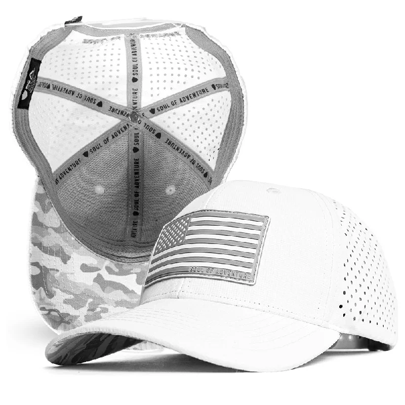 Lightweight sports cap with UV protection -Performance Snapback | SOA Flag | Ghost Mili Camo