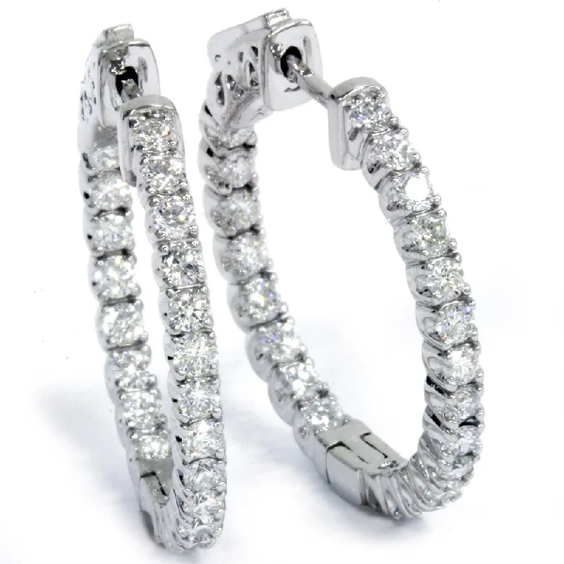 Large hoop earrings for a bold and statement-making fashion accessory-1.55Ct Diamond Inside Outside Hoops High Quality Vault Lock 1" Tall