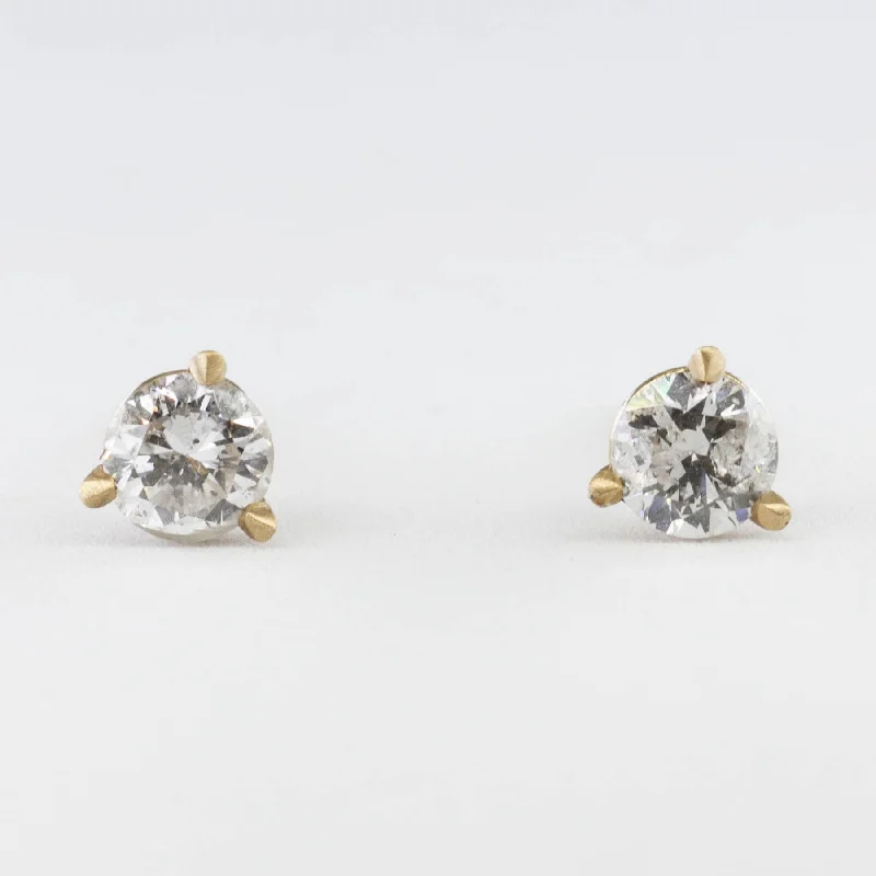 Best hoop earrings with vintage-style detailing for a nostalgic and timeless look-'100 Ways' Yellow Gold Diamond Three Prong Martini Studs | 0.45 ctw |