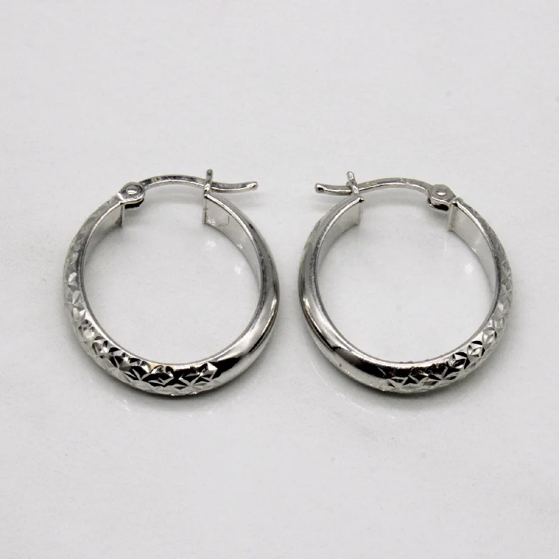 Hoop earrings with oversized pearl accents for a statement-making look-10k White Gold Oval Hoop Earrings