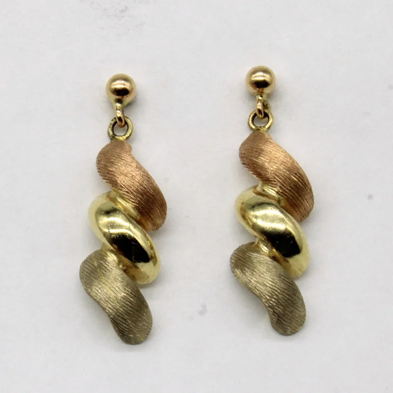 Hoop earrings with snake print designs for an edgy, wild appearance-14k Tri Tone Gold Earrings