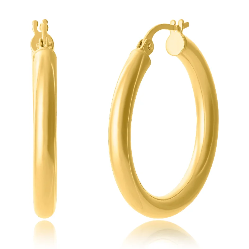 Hoop earrings with twisted metal designs for a dynamic and modern style-14K Yellow Gold 25MM Tube Hoops