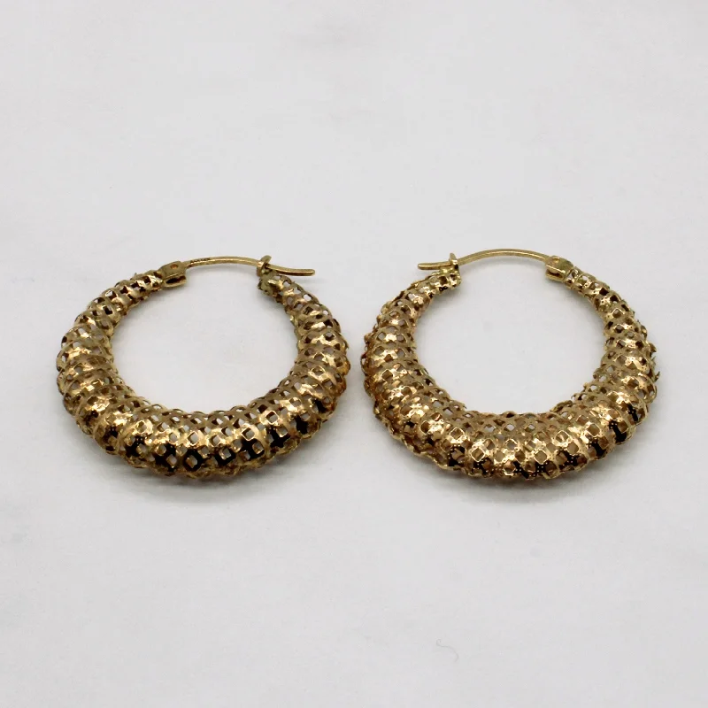 Best hoop earrings with cubic zirconia for a budget-friendly, dazzling look-14k Yellow Gold Lattice Hoop Earrings