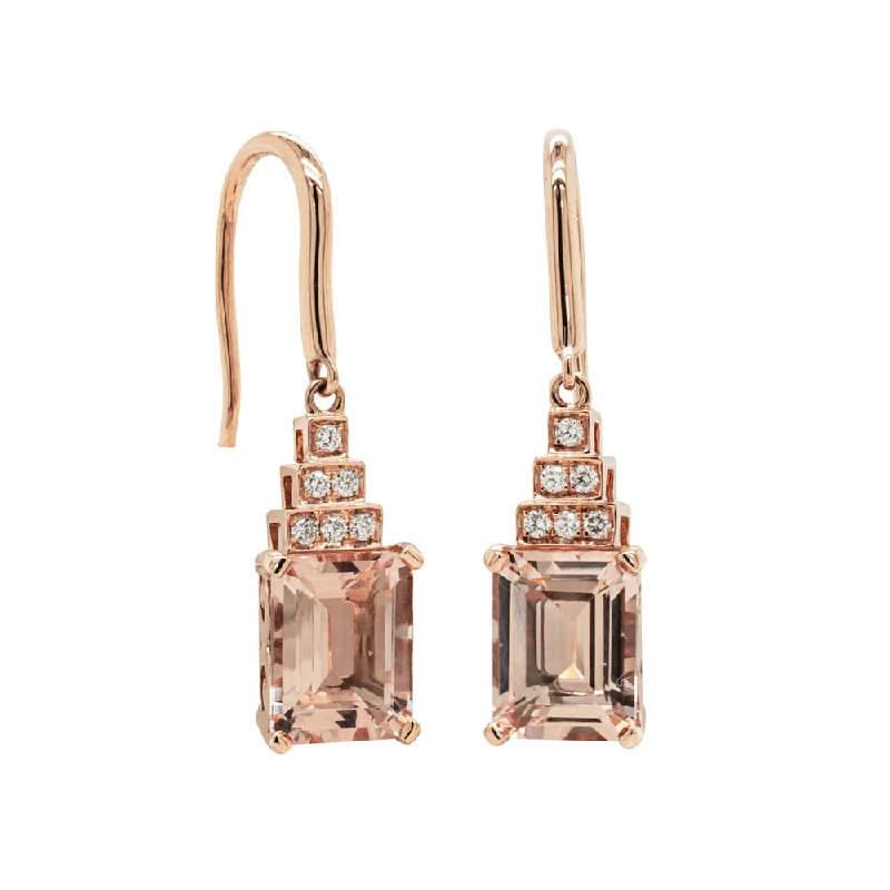 Best hoop earrings with geometric pendants for a modern, chic appeal-18ct Rose Gold 4.32ct Morganite & Diamond Maya Earrings