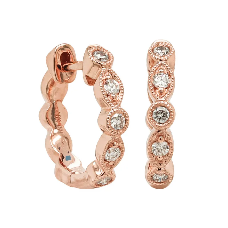 Best hoop earrings with crescent-shaped designs for a bold, moon-inspired style-18ct Rose Gold Diamond Aura Hoop Earrings