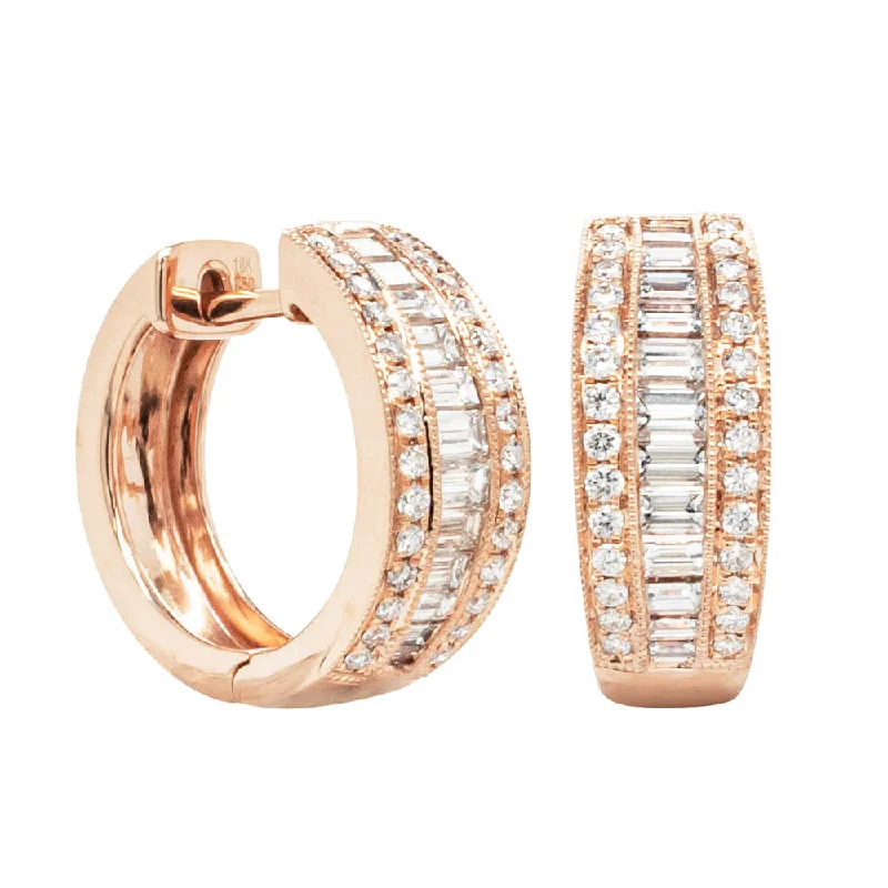 Best hoop earrings with hammered gold for a rustic yet elegant look-18ct Rose Gold Diamond Imperial Hoop Earrings