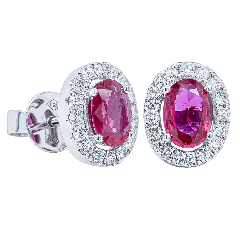 Best hoop earrings with gold-plated finishes for an affordable luxury vibe-18ct White Gold 1.43ct Ruby & Diamond Earrings