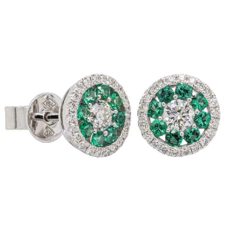 Best hoop earrings with lever-back closures for secure and easy wear-18ct White Gold .36ct Emerald & Diamond Earrings