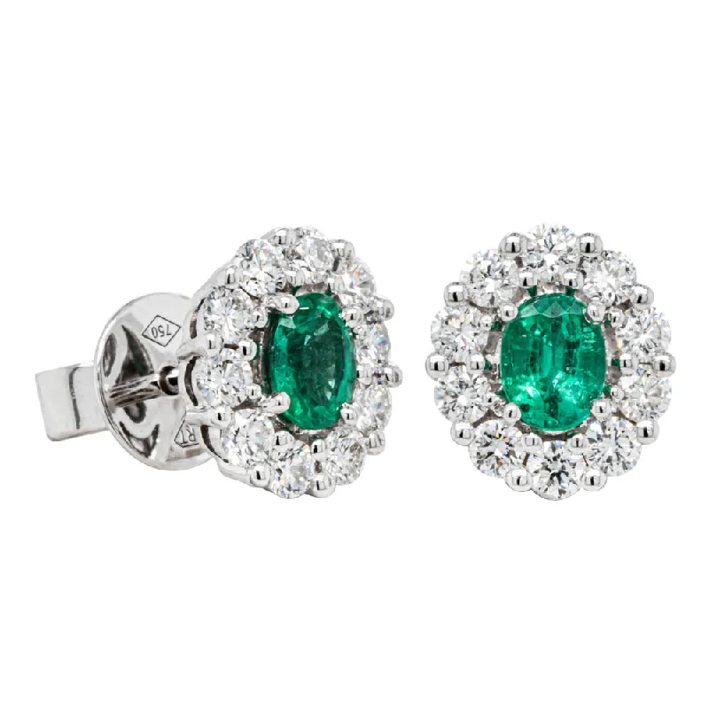 Best hoop earrings with vintage coins for a retro, antique-inspired style-18ct White Gold .51ct Emerald & Diamond Earrings