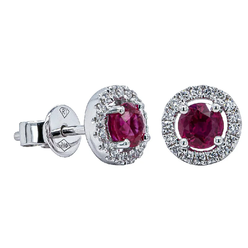 Hoop earrings with a chunky design for a bold and trendy statement-18ct White Gold .79ct Ruby & Diamond Earrings