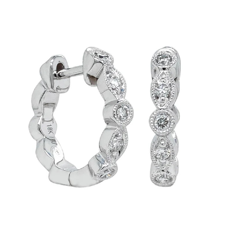 Hoop earrings with leather accents for a sleek and bold combination-18ct White Gold Diamond Aura Hoop Earrings