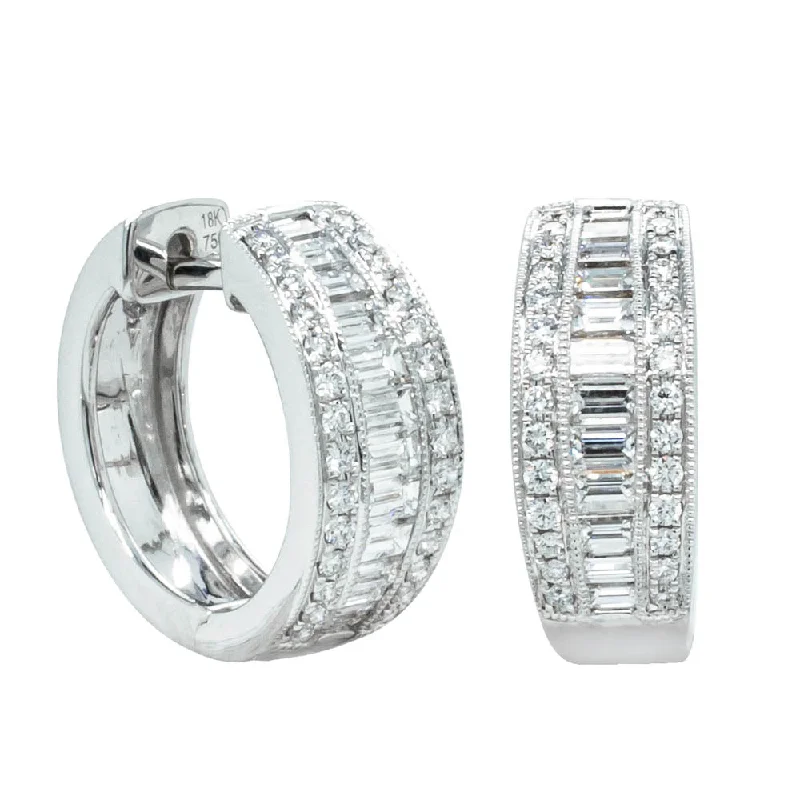 Best hoop earrings with vintage coins for a retro, antique-inspired style-18ct White Gold Diamond Imperial Hoop Earrings