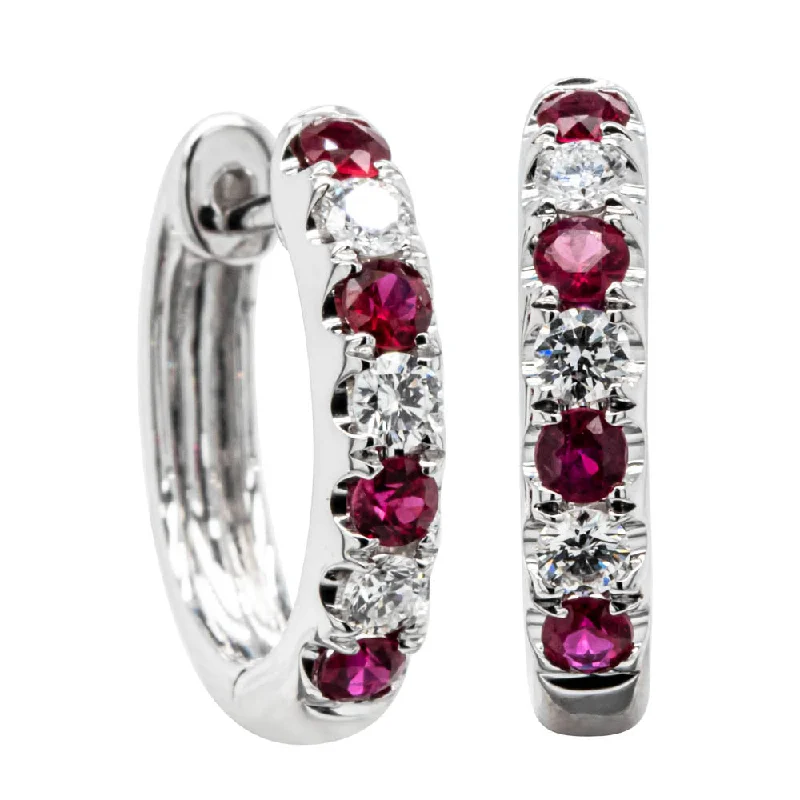 Best hoop earrings with gold-plated finishes for an affordable luxury vibe-18ct White Gold Ruby & Diamond Meridien Earrings