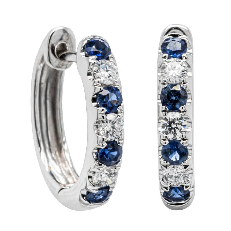 Classic hoop earrings with a thin profile for a sleek and subtle style-18ct White Gold Sapphire & Diamond Meridien Earrings