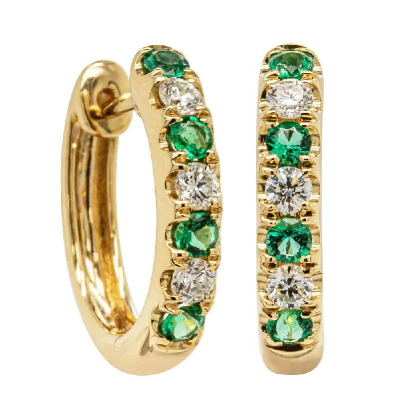 Best hoop earrings with gemstone accents for a colorful and elegant appearance-18ct Yellow Gold Emerald & Diamond Meridien Earrings