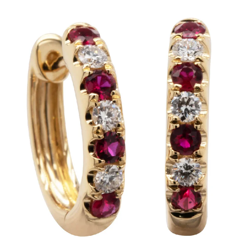 Best hoop earrings with rose gold for a romantic and warm aesthetic-18ct Yellow Gold Ruby & Diamond Meridien Earrings