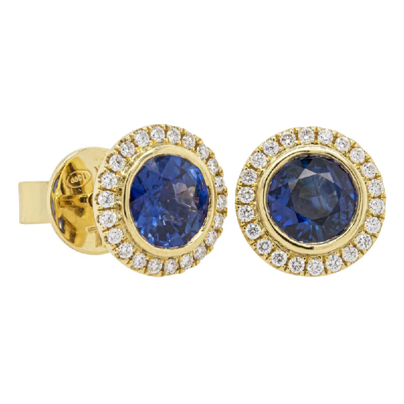 Hoop earrings with diamond-cut surfaces for added sparkle and shine-18ct Yellow Gold 1.92ct Sapphire & Diamond Isla Earrings