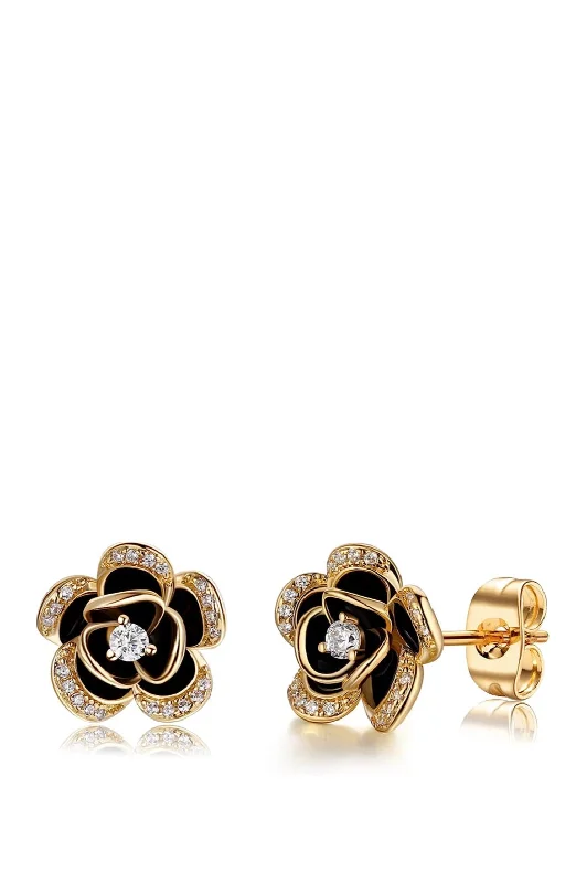 Hoop earrings with textured gold for a refined and sophisticated aesthetic-18K Gold Embellished Post Earrings