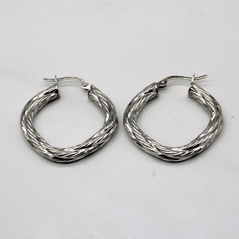 Best hoop earrings with tribal designs for a cultural and exotic aesthetic-18k White Gold Hoop Earrings