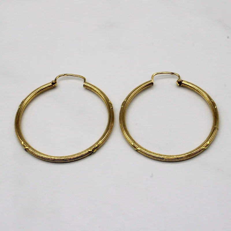 Hoop earrings with enamel stripes for a colorful and eye-catching design-18k Yellow Gold Hoop Earrings