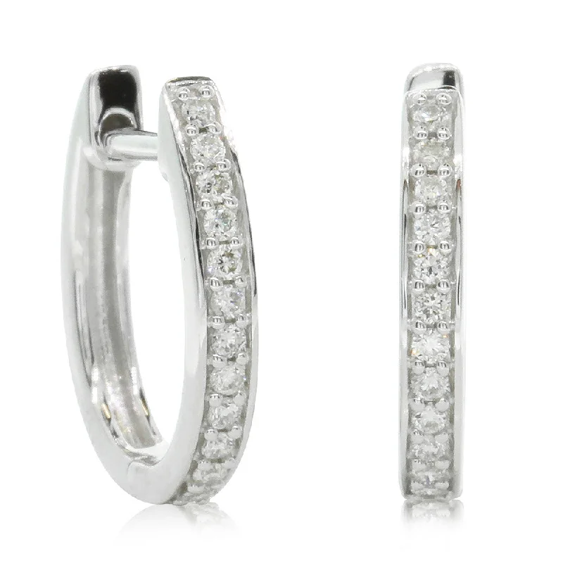 Best hoop earrings with geometric hexagon shapes for a modern, angular look-9ct White Gold .15ct Diamond Huggie Earrings