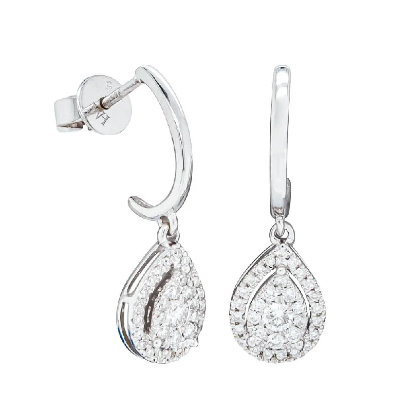 Hoop earrings with luxe velvet finishes for a rich and luxurious touch-9ct White Gold .33ct Diamond Pear Saturn Earrings