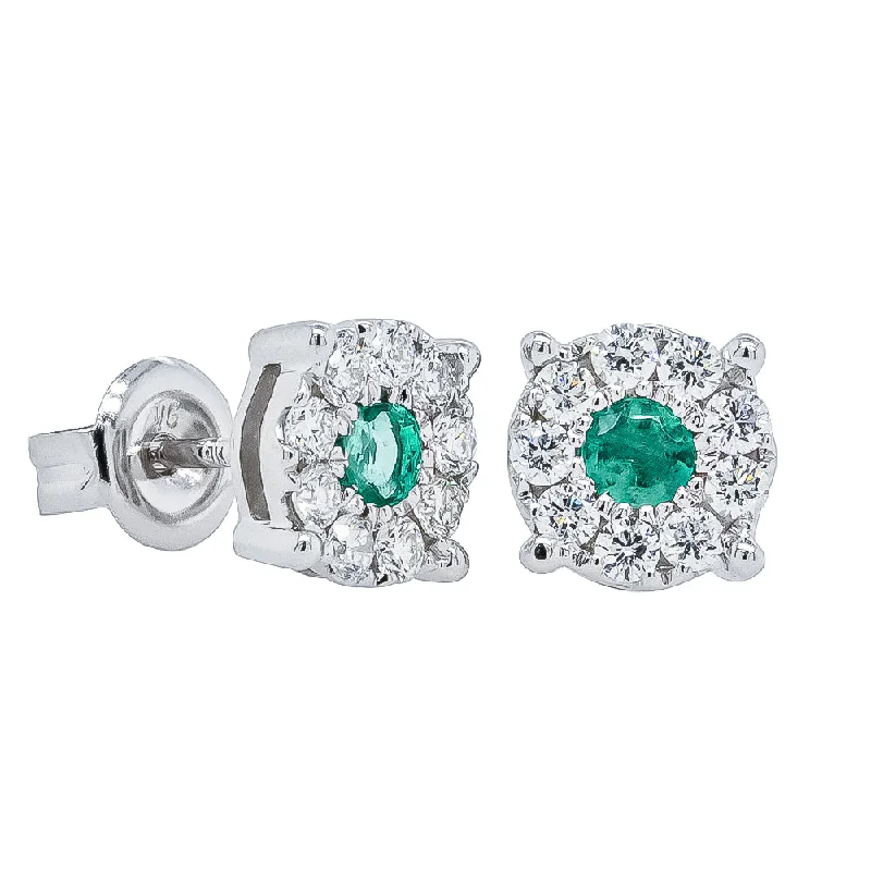 Hoop earrings with rhinestone-studded rims for a glamorous touch-9ct White Gold Emerald & Diamond Galaxy Studs