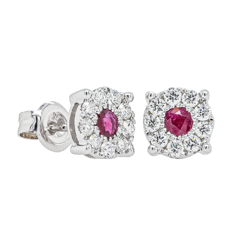 Best hoop earrings with asymmetrical designs for a fashion-forward, avant-garde look-9ct White Gold Ruby & Diamond Galaxy Studs