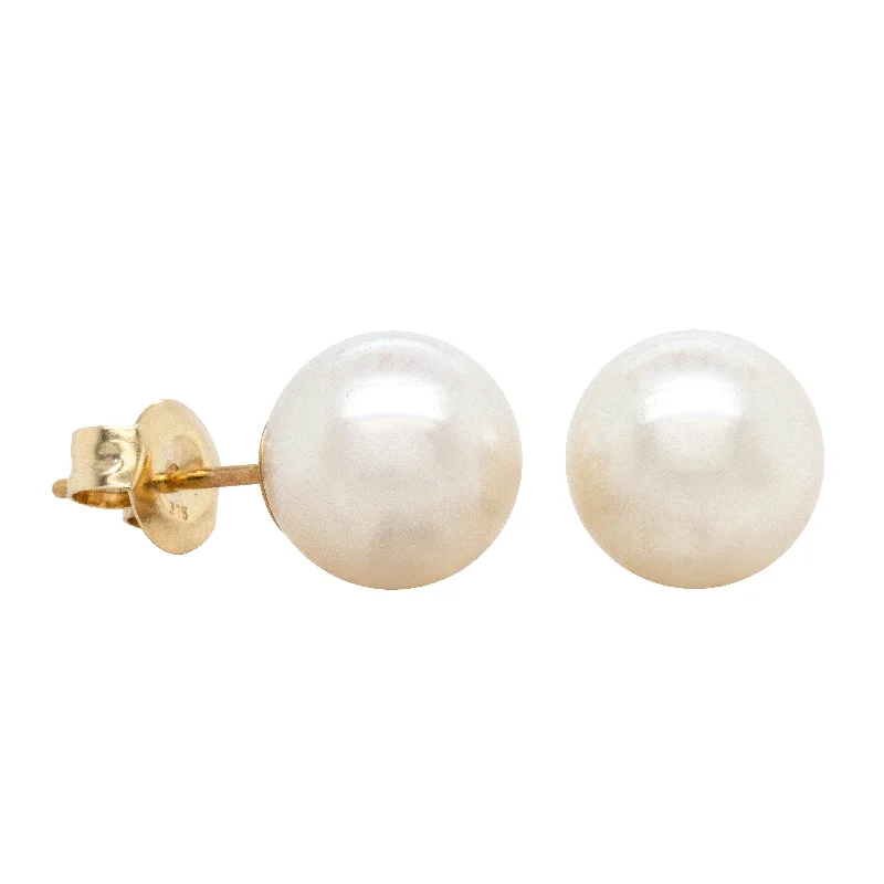 Best hoop earrings with geometric shapes for a modern and artistic appeal-9ct Yellow Gold Akoya Pearl Studs - 9mm