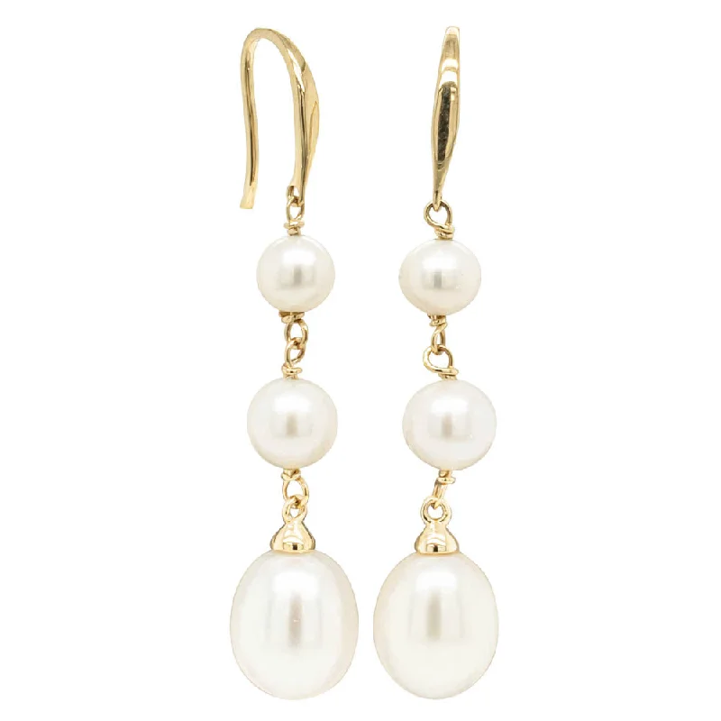 Hoop earrings with circle designs for a classic and timeless shape-9ct Yellow Gold Freshwater Pearl Rosalind Earrings