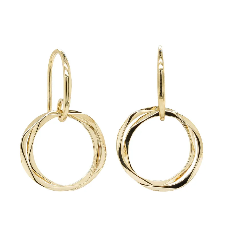 Hoop earrings with abstract wirework for an artistic, unique look-9ct Yellow Gold Mini Entwined Hook Earrings