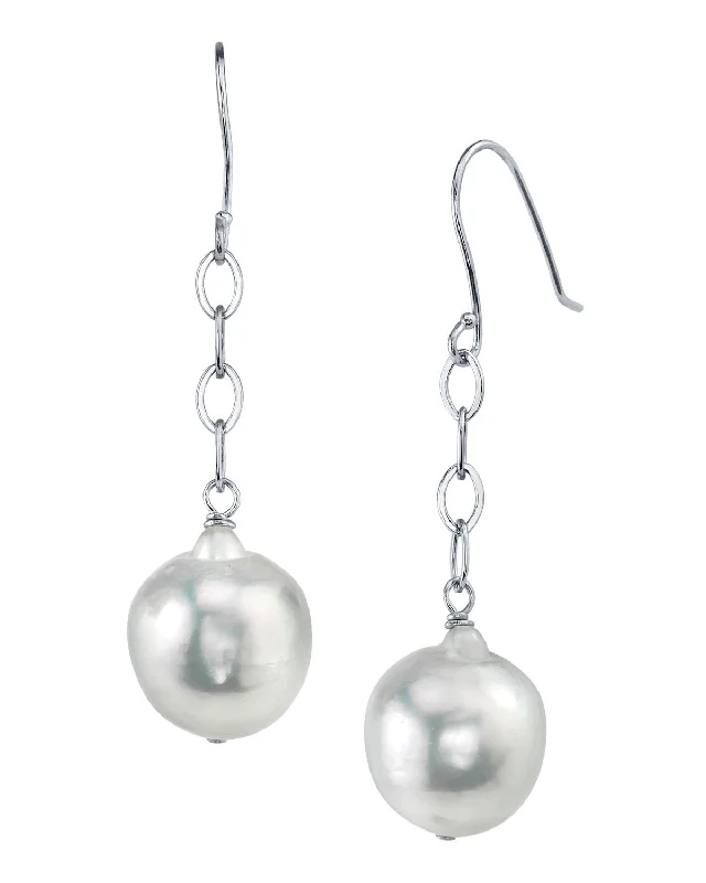 Best hoop earrings with tribal designs for a cultural and exotic aesthetic-White Akoya Baroque Pearl Dangling Tincup Earrings