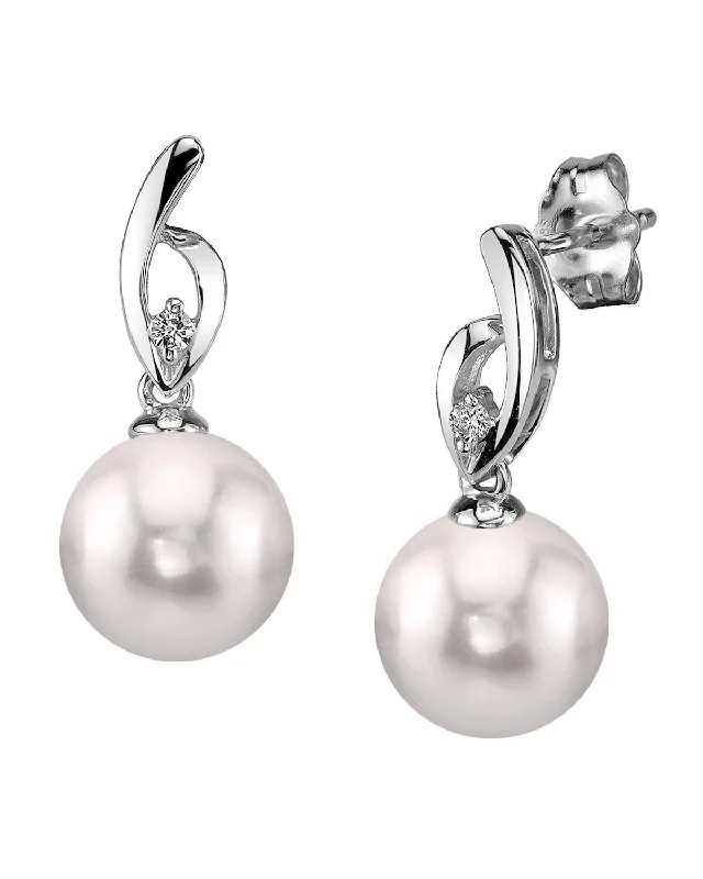 Best hoop earrings with vintage rhinestone embellishments for a retro-glam effect-Akoya Pearl & Diamond Lois Earrings