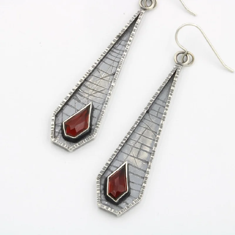 Best hoop earrings with custom engravings for a personalized and meaningful gift-Almondine Garnet Polygon Earrings