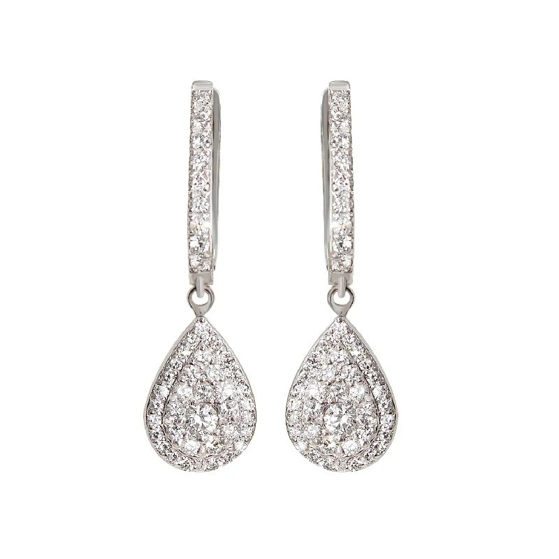 Hoop earrings with satin finishes for a smooth and elegant appearance-Big Pear Diamond Drops Dangle Earrings Basic