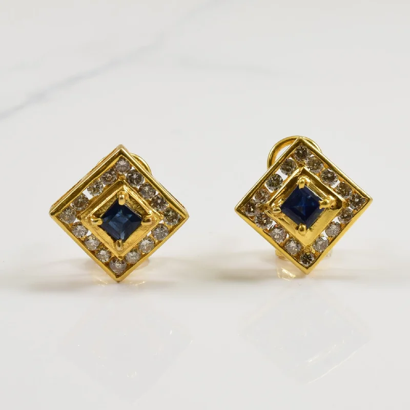 Lightweight hoop earrings for comfortable and all-day wear-Blue Sapphire & Diamond Cocktail Earrings | 0.64ctw, 0.60ctw |